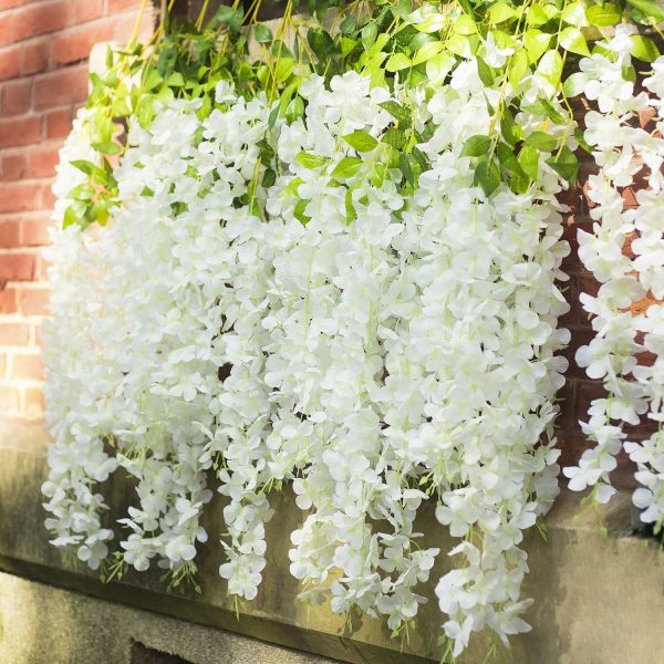 12 Pack Artificial Flowers Wisteria Hanging Flowers 3.6 Feet/Piece Vine Ratta String for Home Office Wedding Wall Garden Outdoor Party Decoration...