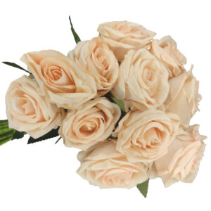 Pack of 5 Artificial Long-Stem Roses with Leaves - Realistic Silk Flowers for Home Decor, Weddings, and Events