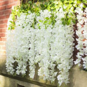 12 Pack Artificial Flowers Wisteria Hanging Flowers 3.6 Feet/Piece Vine Ratta String for Home Office Wedding Wall Garden Outdoor Party Decoration...